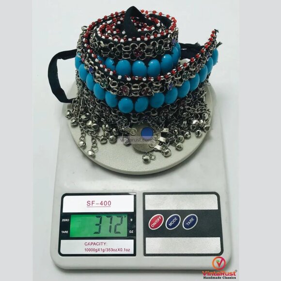 Handmade Kuchi Belt: Turquoise Stones, Bells, Boho Belly Dance Jewelry main image 8